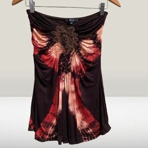 NEW Sky Women's Tie Dye Tube Top Crochet Strapless Medium